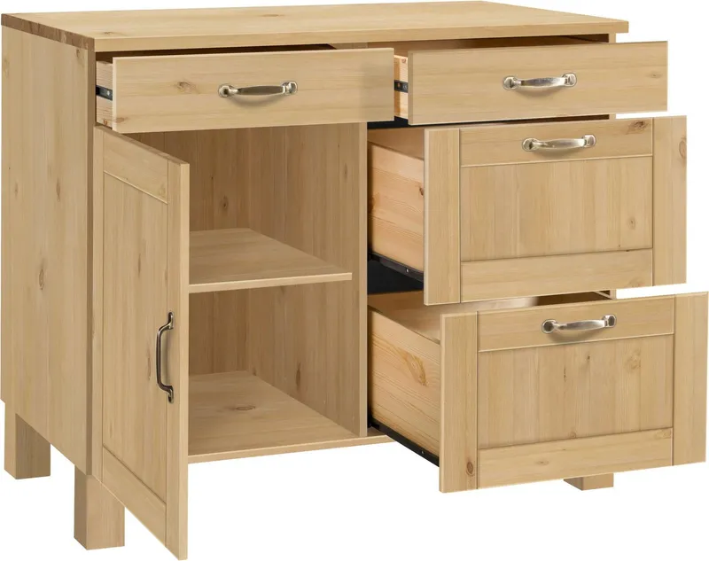 Home affaire Unterschrank Alby Breite 100 cm, 1 Tür, 4 Schubladen, Beige, – Produktbild 4 von 5