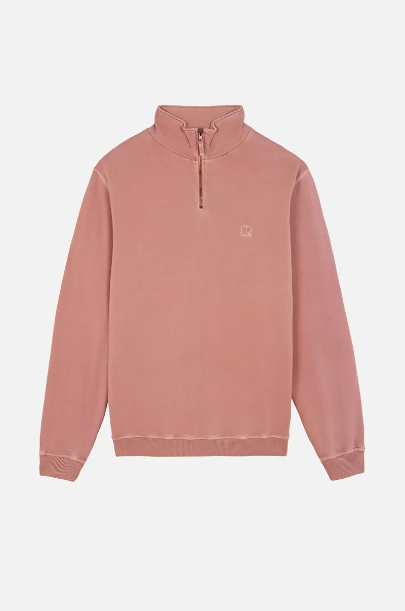 Trendsplant Trendsplant Herren vegan Sweatshirt Essential Sunwashed Quarter Zip Old Rose, Rosa, – Produktbild 1 von 2