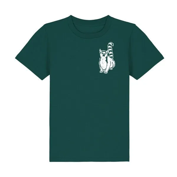 Spangeltangel Spangeltangel Kinder-T-Shirt "Lemuren", Biobaumwolle, Affe, Kurzarm, Dunkelgrün, – Produktbild 1 von 4