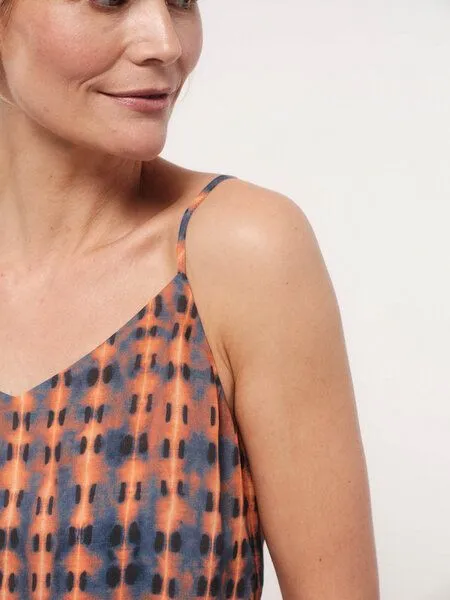 LANIUS LANIUS Trägertop Summer Glow aus Modal und Seide, Summer glow blue/papaya, – Produktbild 3 von 4