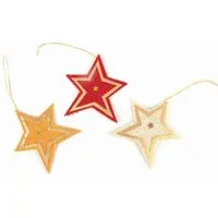 El Puente El Puente Deko-Anhänger "Sterne", 3er-Set | Fair Trade & Handmade aus Bangladesch, Gold,orange,natur,rot, – Produktbild 1 von 1