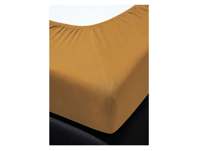 irisette irisette Spannbettlaken Kuschel Jersey Spannbettlaken Vesuv, Jersey, Gummizug: rundum, (1 Stück), mit Rundumgummizug, Goldfarben, – Produktbild 5 von 5