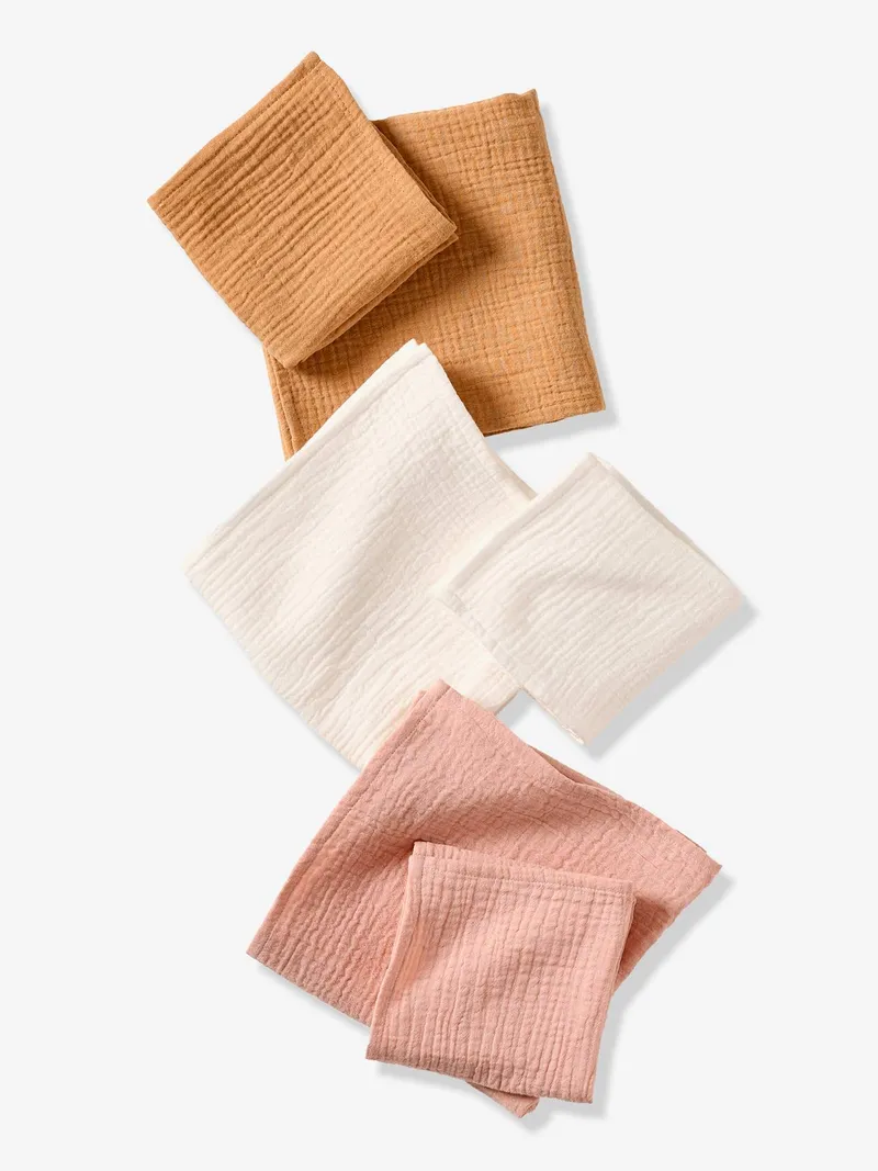 Vertbaudet 3er-Pack einfarbige Baby Wickeltücher aus Musselin set, Set rosa, – Produktbild 2 von 4