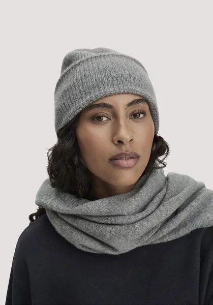 hessnatur hessnatur Strick Mütze aus Bio-Merinowolle mit Cashmere, Grau, – Produktbild 4 von 4