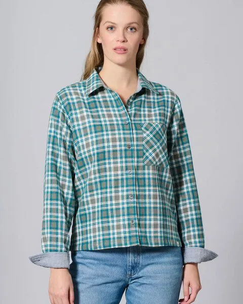 HempAge HempAge Karierte Bluse Hanf/Biobaumwolle, Lagoon (blau), – Produktbild 1 von 4
