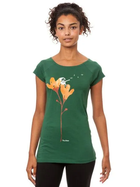 FellHerz FellHerz Damen T-Shirt Gitarrenmädchen Bio Fair, Scarab green (grün), – Produktbild 3 von 4