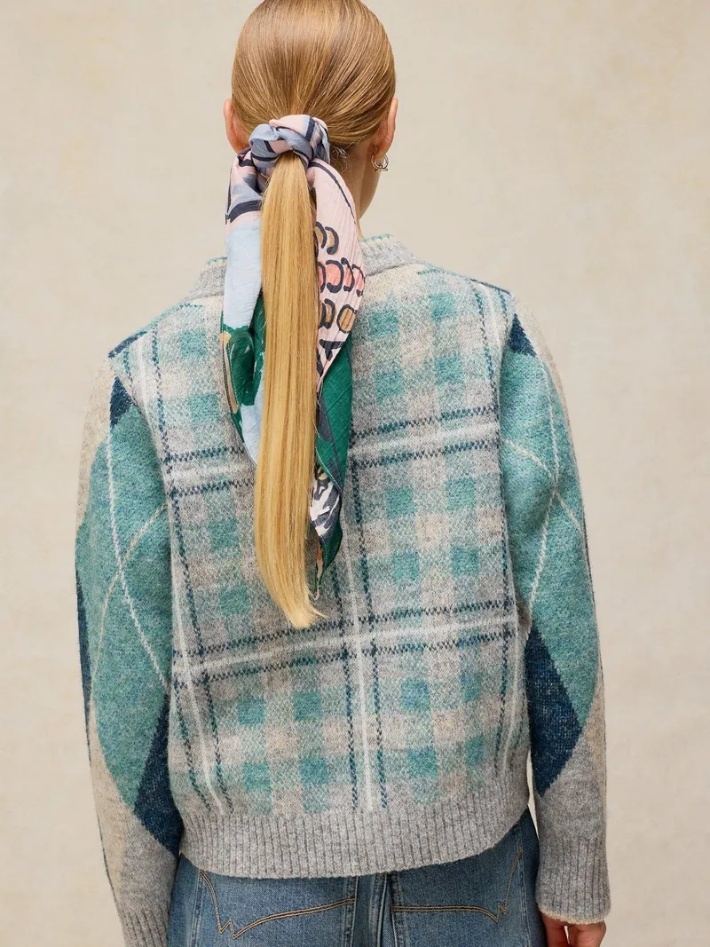 White Stuff Cardigan mit Rautenmuster - 44, Blau multi, – Produktbild 4 von 4