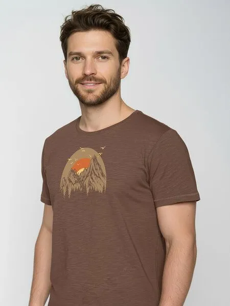 GreenBomb GREENBOMB Peak Circle Spice - Sportliches T-Shirt aus Bio-Baumwolle / hochwertiger Print / GOTS / Fair & Vegan, Braun (earth wood), – Produktbild 2 von 4