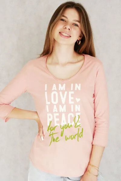 SPARKLES OF LIGHT SPARKLES OF LIGHT pflanzengefärbtes 3/4 Arm Shirt | I AM IN LOVE, Rosa, – Produktbild 2 von 2