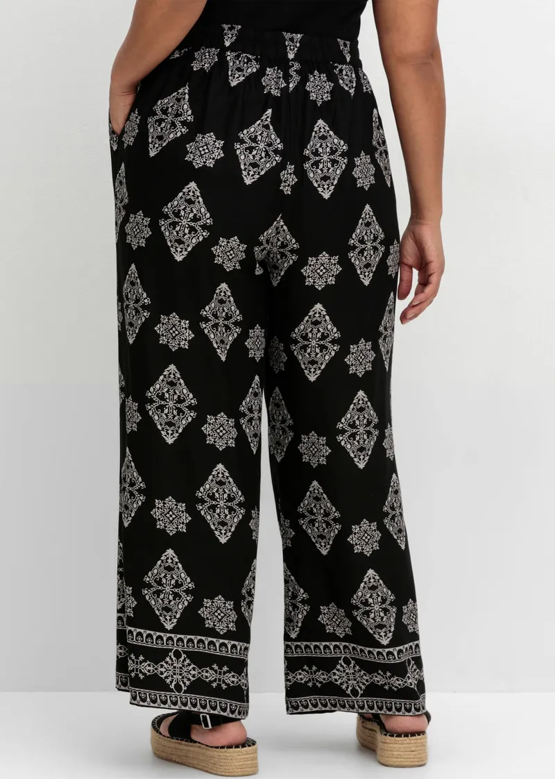 sheego by Joe Browns Schlupfhose, Schwarz-gemustert, – Produktbild 1 von 2