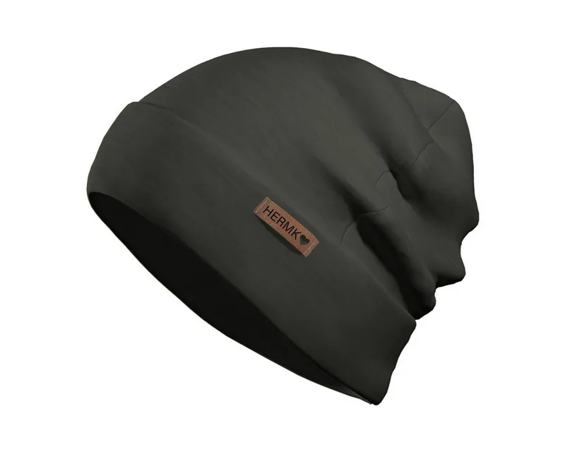 HERMKO Beanie 8840911 Mütze für Damen und Herren aus Merinowolle und Tencel, Schwarz, – Produktbild 2 von 4