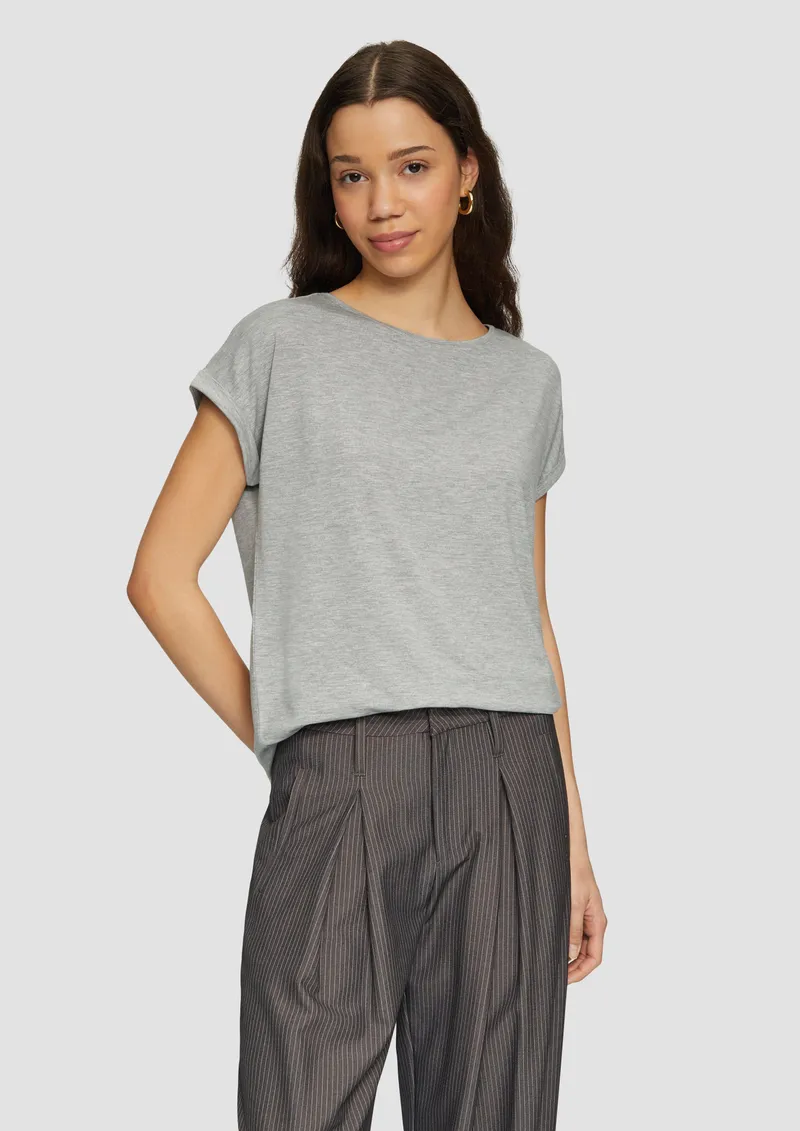 QS QS T-Shirt aus Lyocellmix, Grau, – Produktbild 2 von 4