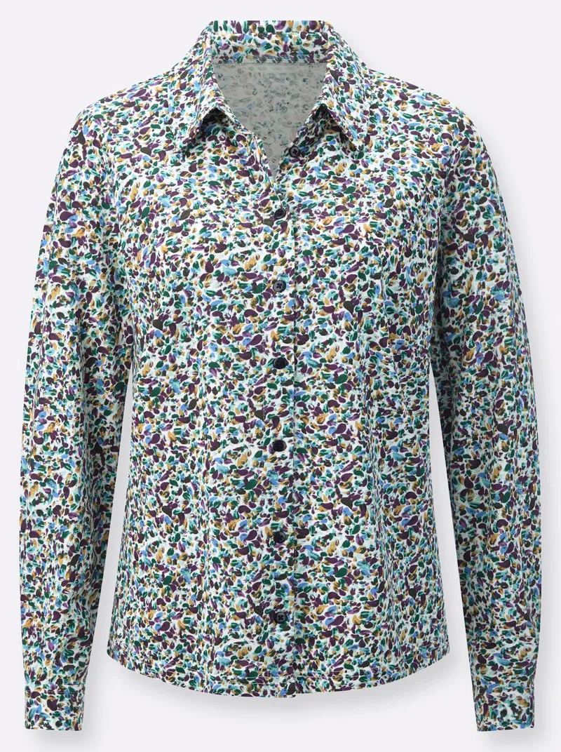Witt Jersey-Bluse, Ecru-ozean-bedruckt, – Produktbild 1 von 2