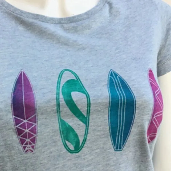 Spangeltangel Spangeltangel Damen T-Shirt „Surfboard“ eisblau meliert, für Frauen, bedruckt, Blau, – Produktbild 2 von 2