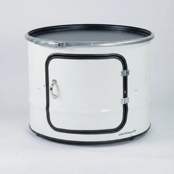 Lockengelöt Lockengelöt Bob Couchtisch aus einem Hamburger Ölfass, Weissschwarz, – Produktbild 6 von 6