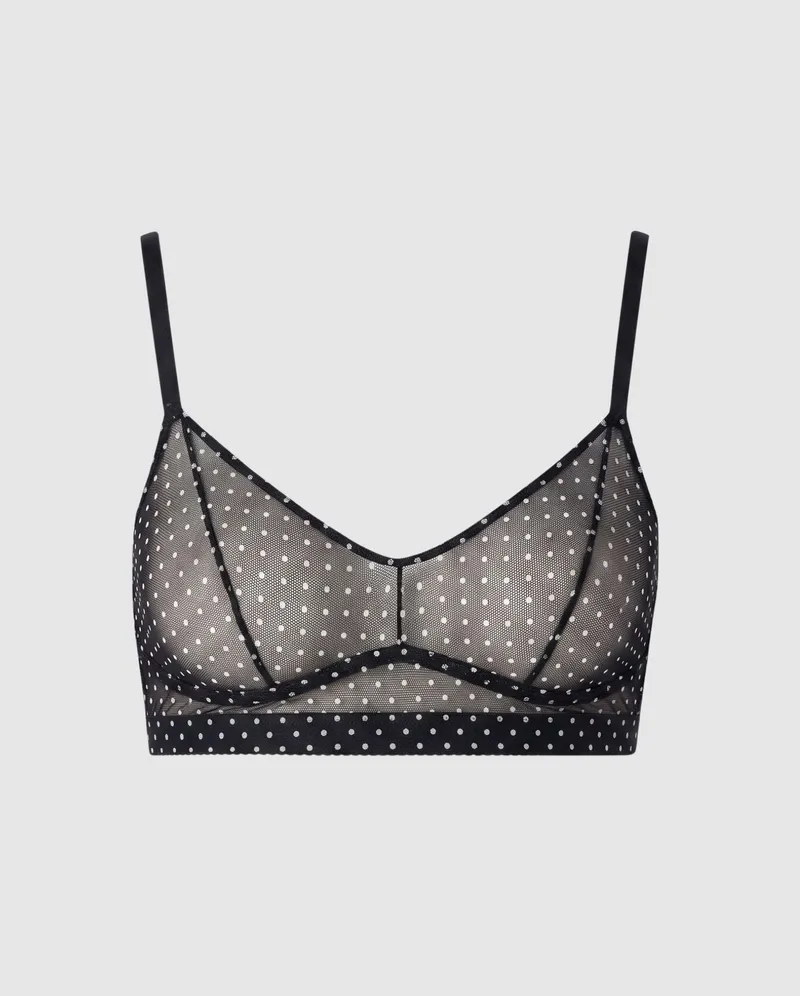 Understatement Understatement Damen vegan Bralette Mesh Balconette Schwarz Weiß, Schwarz, – Produktbild 1 von 2