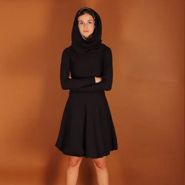 ManduTrap ManduTrap Ballonkleid aus Bio-Baumwolle kbA mit Kapuze/Hoodie, Schwarz, – Produktbild 2 von 4