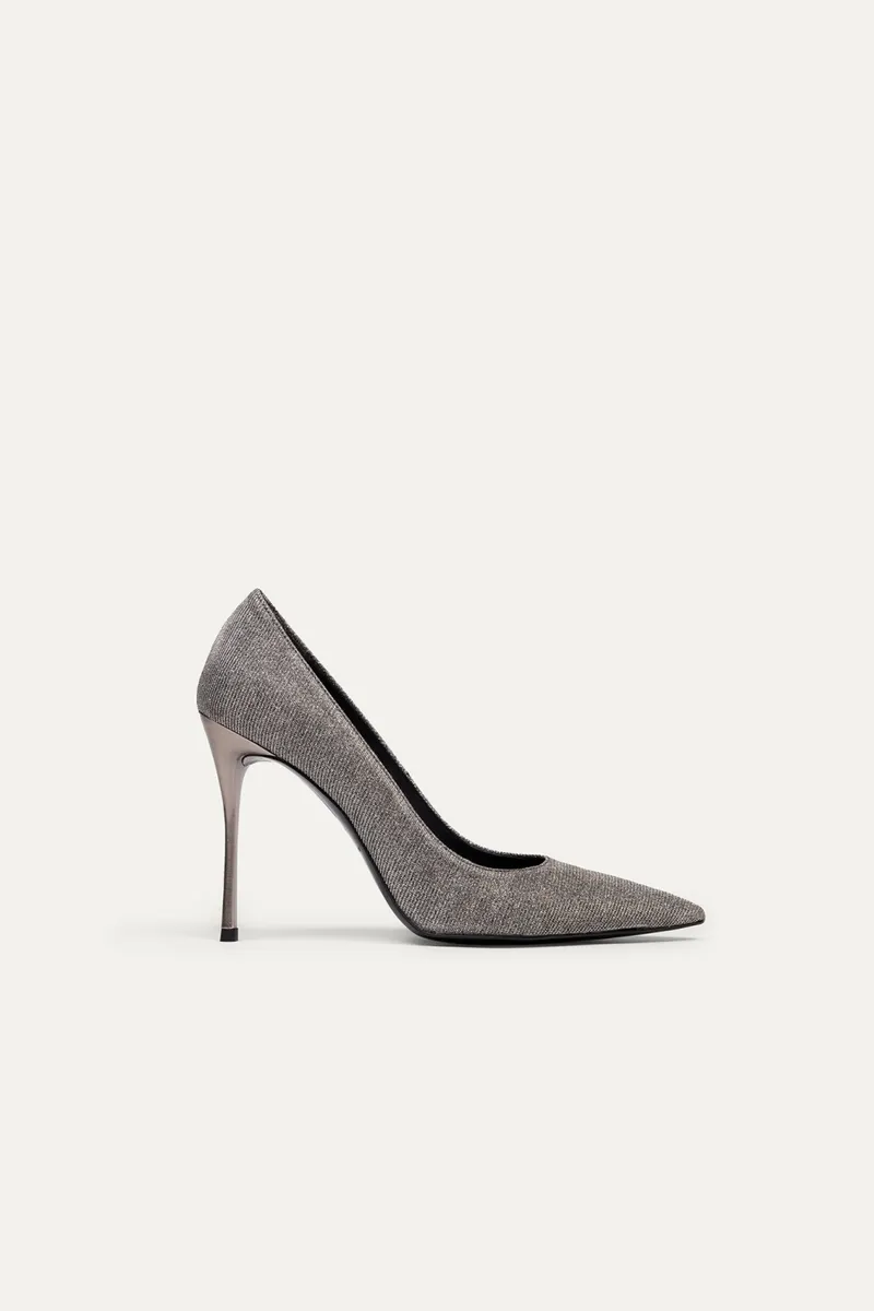 BIKKOU BIKKOU Damen vegan Pumps Freitagabend Ist Cocktailnacht Silberlurex, Grau, – Produktbild 2 von 2