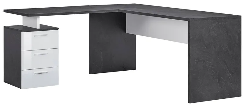 Home affaire Eckschreibtisch New Selina, Schreibtisch, Schubkästen, mit oder ohne Monitoraufsatz, B 180/160 cm, Grau, – Produktbild 2 von 4
