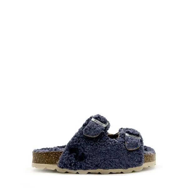thies Vegane "thies ® Kids Organic Teddy Sandale" aus rec. PET & Biobaumwolle, Blue gey (blau grau), – Produktbild 1 von 4