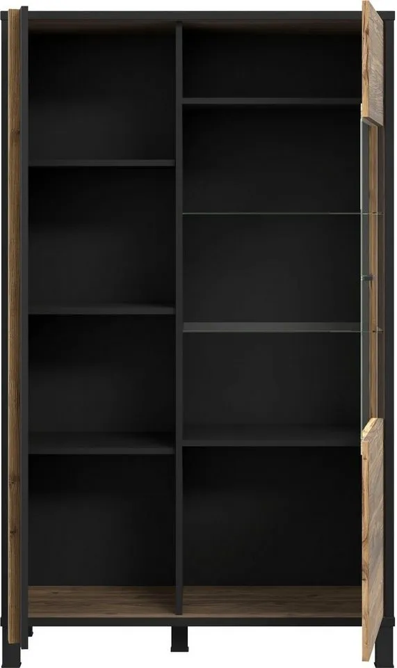 FORTE Highboard Hayato, Höhe ca. 159 cm, Braun|schwarz, – Produktbild 4 von 5