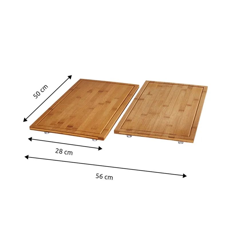 genialo genialo Bambus-Abdeckplatten & Schneidebretter-Set, 3-teilig, Natur, – Produktbild 3 von 4