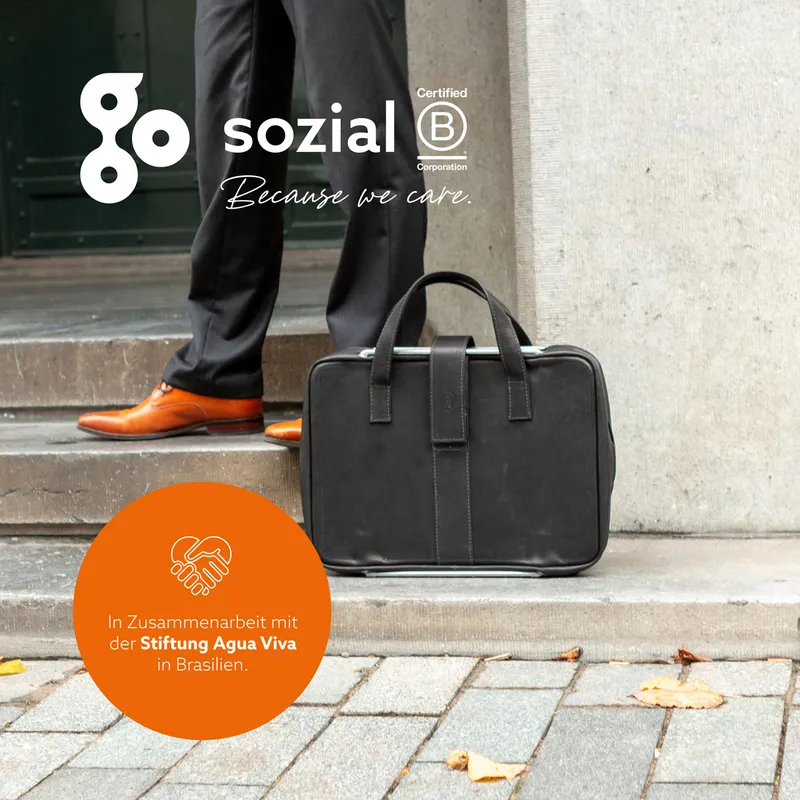 R-Go Tools R-Go Tools Laptoptasche R-Go Viva, Vollnarbenleder, mit integriertem Laptop-Ständer, Schulterriemen, Schwarz, – Produktbild 2 von 3