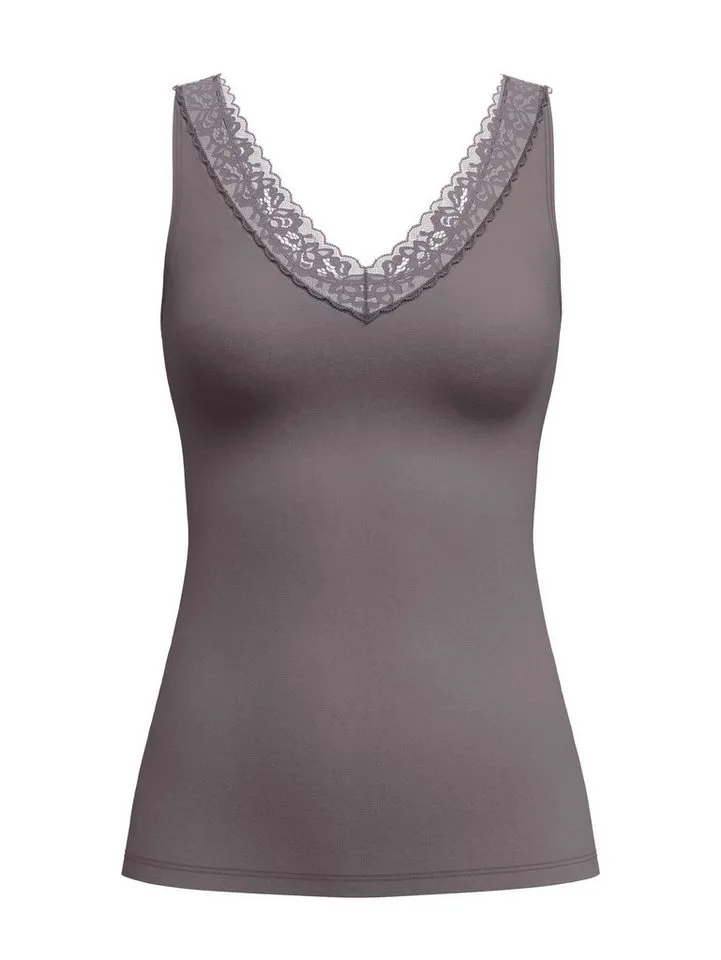 CALIDA CALIDA Unterhemd Natural Comfort Lace Damen (1-St) weiche Spitze und anschmiegsamer Komfort, Braun, – Produktbild 1 von 5