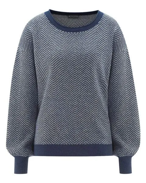 HempAge Hempage Moderner Jacquard Pullover Hanf/Biobaumwolle, Navy(blau), – Produktbild 1 von 4