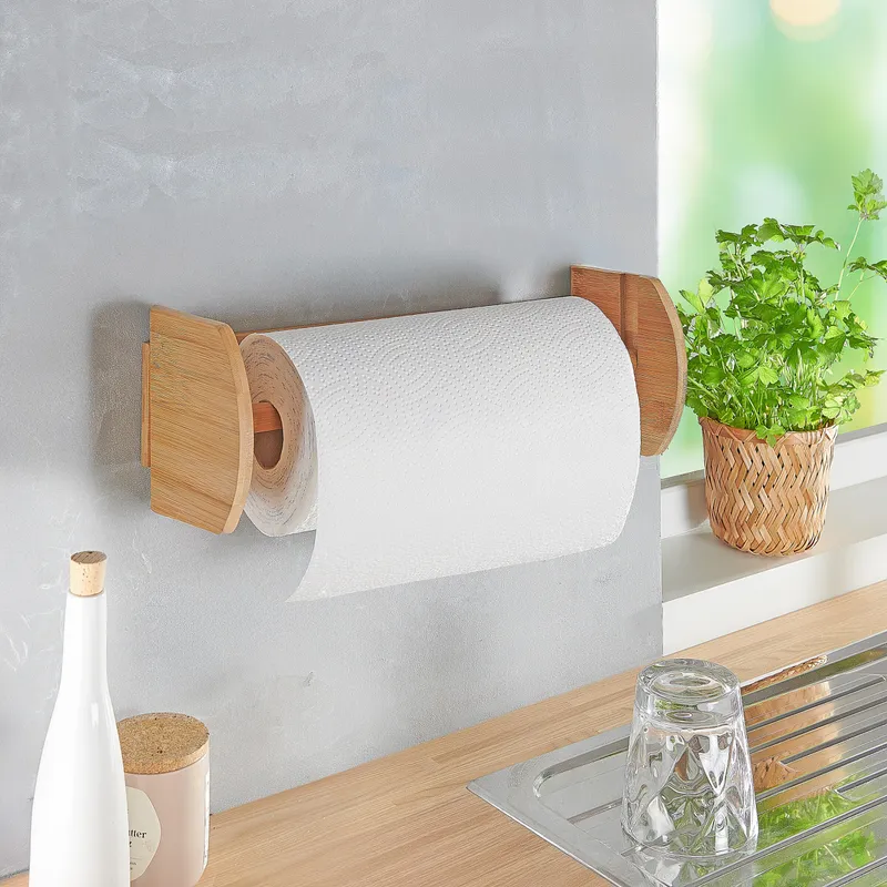 genialo genialo Küchenrollen-Wandhalter „Bambus“, Natur, – Produktbild 2 von 2