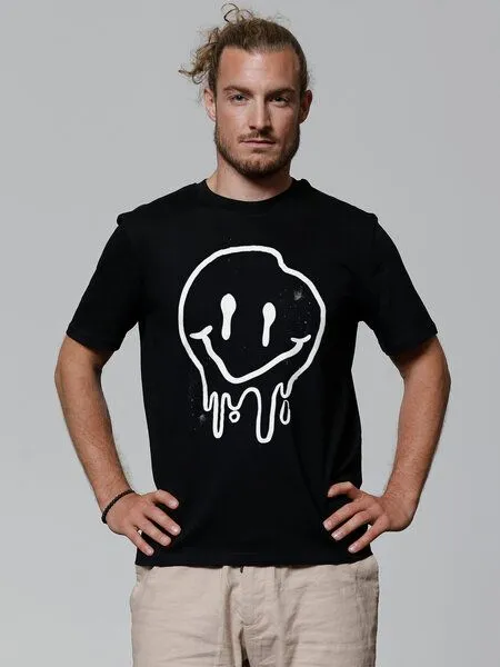 watapparel watapparel T-Shirt Unisex Smiley, Black, – Produktbild 2 von 4