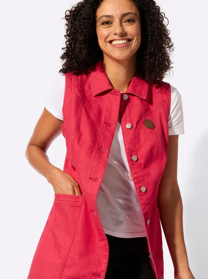 Witt Witt Jerseyweste Jeans-Longweste, Rot, – Produktbild 5 von 5
