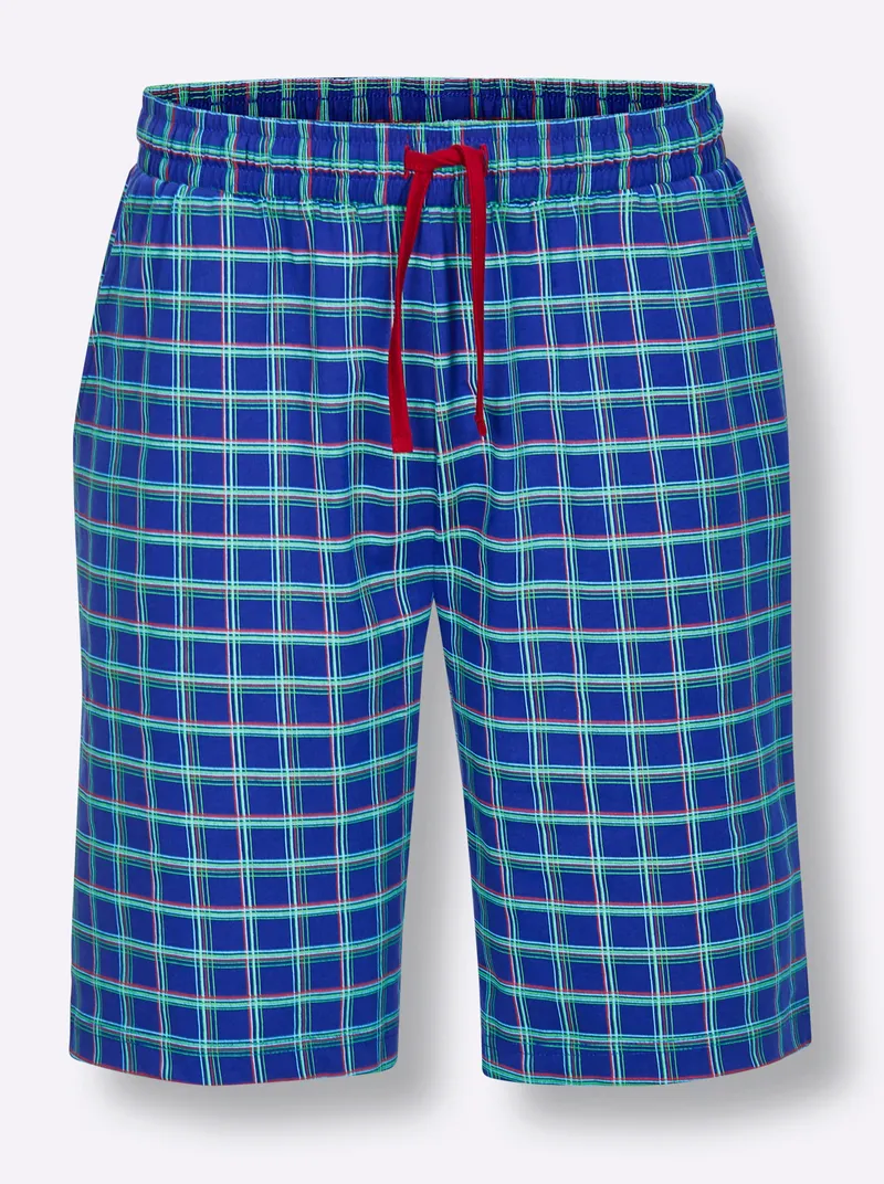 wäschepur men Hose kurz royalblau-kirsche-kariert, Royalblau-kirsche-kariert, – Produktbild 1 von 2