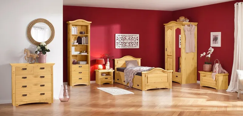OTTO home Schiebetürenschrank Konrad (B/H/T ca. 111/207/64 cm) Breite 111 cm, aus massiver, FSC®-zertifizierter Kiefer, Beige, – Produktbild 4 von 5