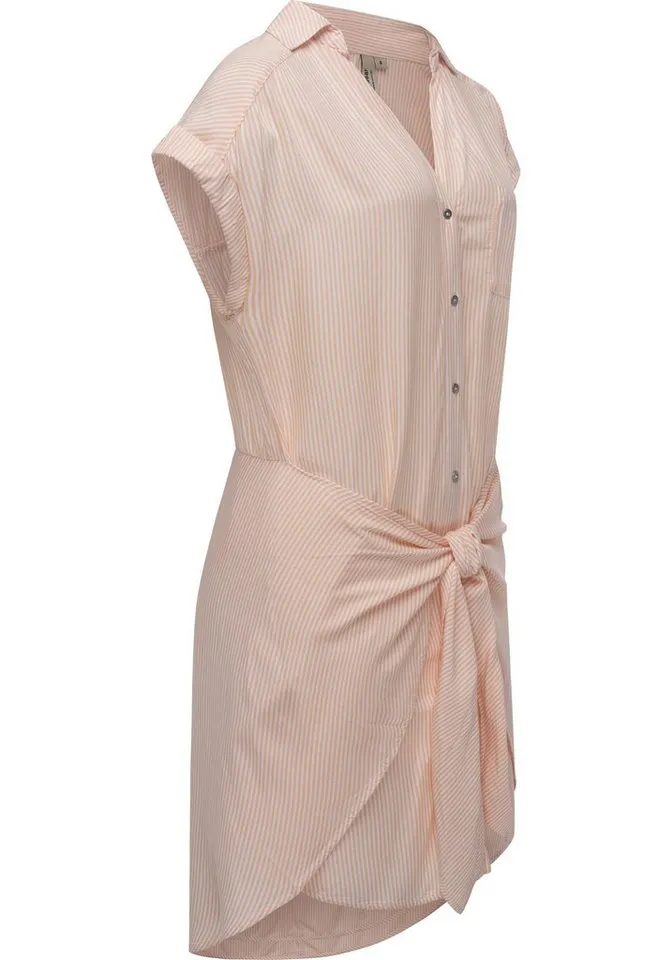 ragwear ragwear Blusenkleid Bahaya Stripe gestreiftes Damen Sommerkleid mit Bindeband, Rosa, – Produktbild 2 von 2