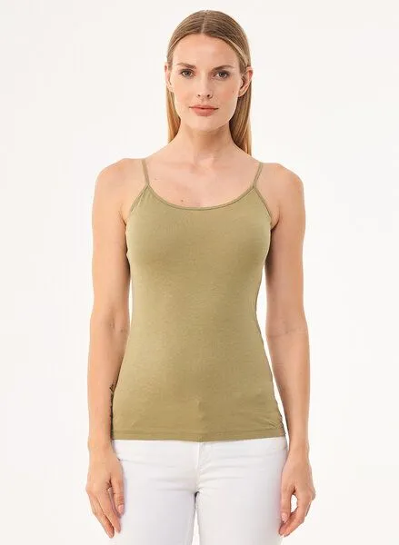 ORGANICATION ORGANICATION Spaghettiträger-Top aus TENCEL Lyocell und Bio-Baumwolle, Grün(olive), – Produktbild 1 von 4