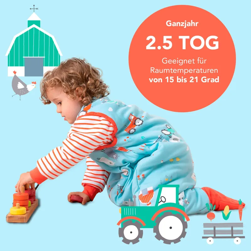 schlummersack Schlummersack Schlafsack mit Füßen 2.5 Tog, Blau, – Produktbild 5 von 5
