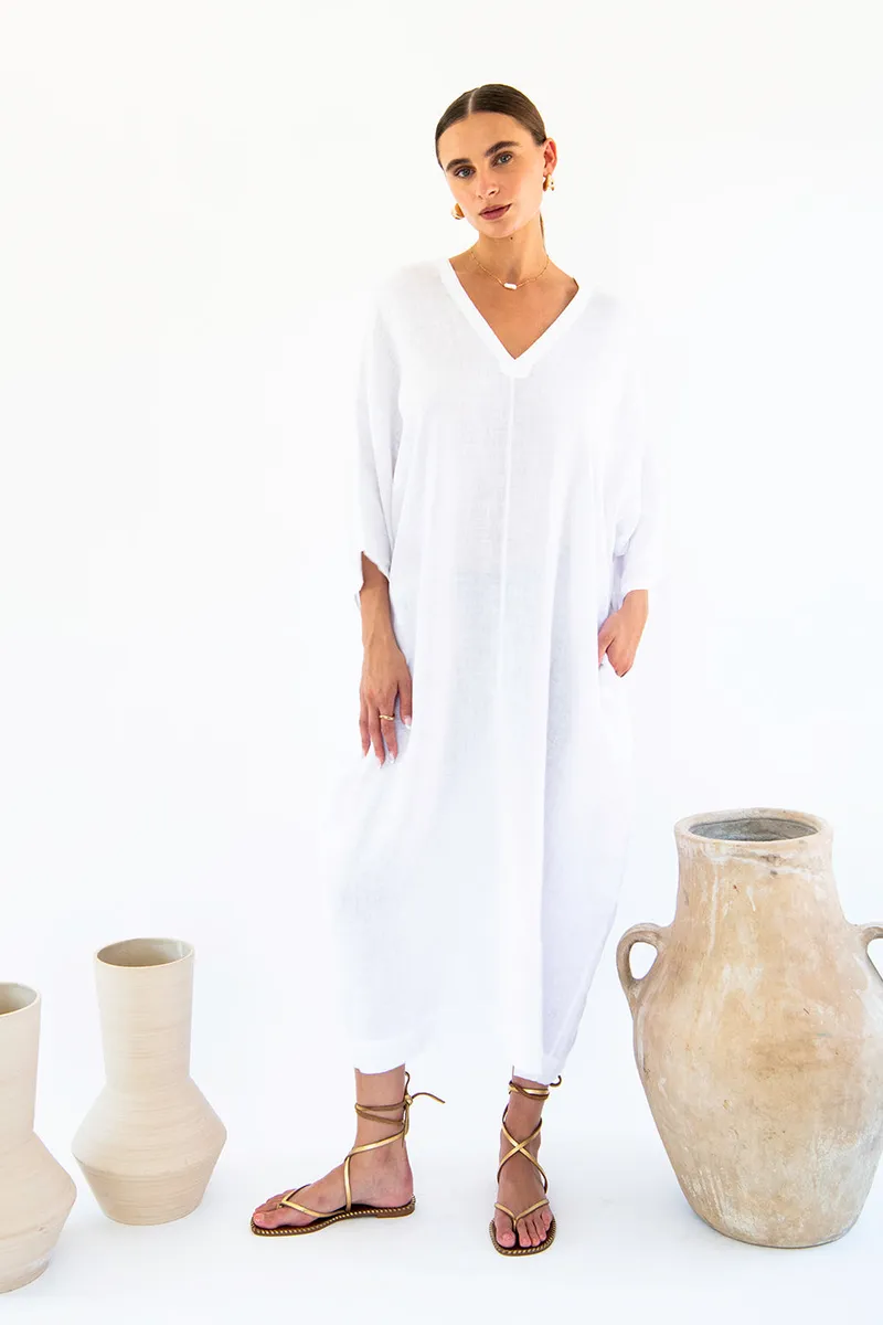 Neu Nomads Neu Nomads Damen vegan Kleid Kaftan Isla Weiß, Weiß, – Produktbild 2 von 2