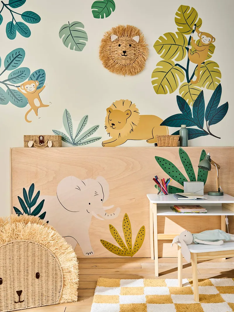 Vertbaudet Kinderzimmer XXL-Wandsticker NEW JUNGLE, Grün bedruckt, – Produktbild 1 von 3