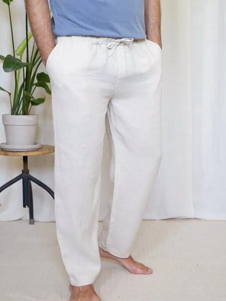 FUXBAU FUXBAU Männer Leinenhose, Cremeweiß, – Produktbild 4 von 4