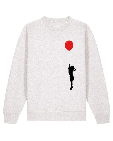 watapparel watapparel Sweatshirt Unisex Mädchen mit Luftballon, Cool heather grey, – Produktbild 1 von 2