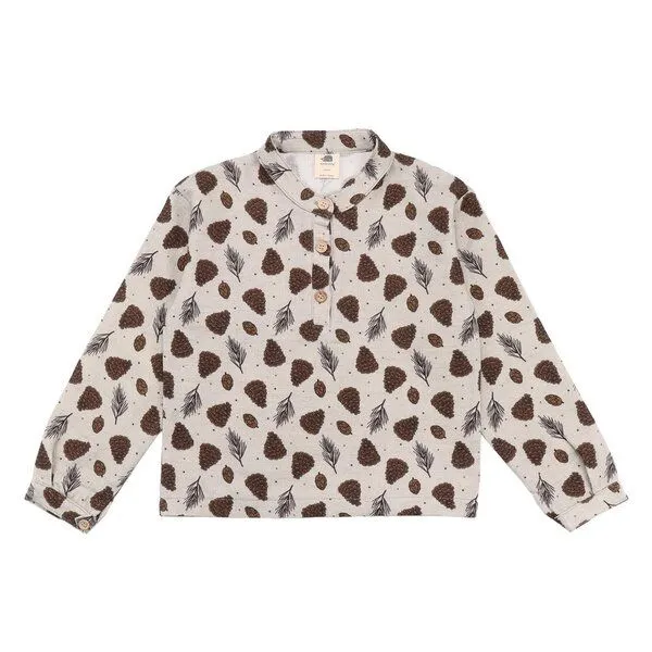 Walkiddy Kinder Langarmshirt GOTS zertifiziert – 95% Bio-Baumwolle, Beige mit Tupfenmuster, 5% Elasthan, weich & bequem | Walkiddy – Produktbild 1 von 2