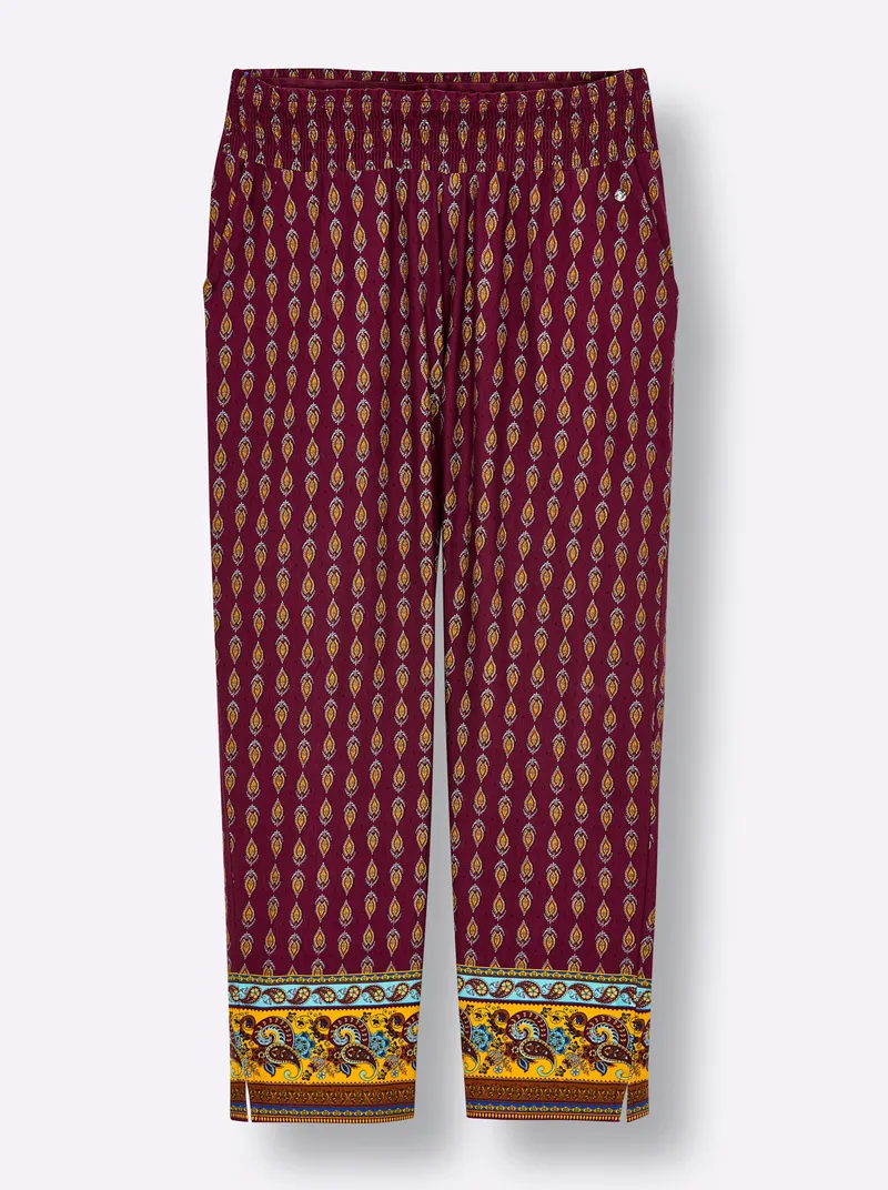 sheego Jerseyhose, Bordeaux-burgund-bedruckt, – Produktbild 2 von 2