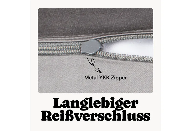 Seralino Kissenbezüge Mako Satin Kissenbezug (100% Bio Baumwolle) weich, hautfreundlich, (2 Stück), Fairtrade/ GOTS zertifizierte uni Kissenhülle mit Reißverschluss, Blau|grau, – Produktbild 5 von 5
