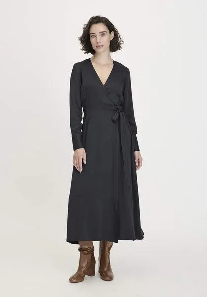 hessnatur hessnatur Wickelkleid Knöchellang Regular aus reiner LENZING ECOVERO Viskose, Black, – Produktbild 1 von 4