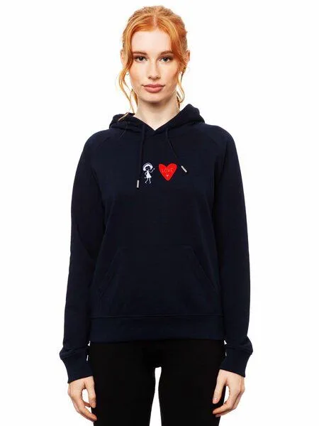FellHerz FellHerz Damen Stick Hoodie Love navy aus 85% Biobaumwolle und 15% recyceltem Polyester – Produktbild 4 von 4