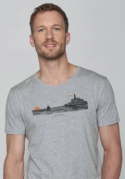 GreenBomb GREENBOMB Nature Evening Glow Guide - Sportliches T-Shirt aus Bio-Baumwolle / hochwertiger Print / GOTS / Fair & Vegan, Grau (heidegrau), – Produktbild 2 von 4