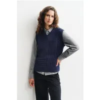 Rotholz Rotholz Damen vegan Gestrickte Weste Im Patchwork-Stil, Dunkelblau – Produktbild 1 von 1