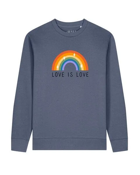 watapparel watapparel Sweatshirt Unisex Love is Love, Blue grey, – Produktbild 1 von 2