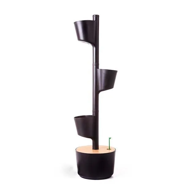 CitySens CitySens Vertikaler Blumentopf mit 3 luftreinigenden Pflanzen, Schwarz, – Produktbild 1 von 4